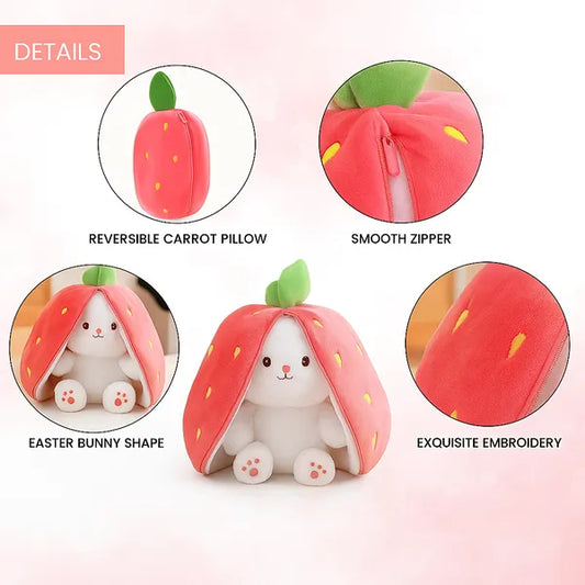 2-in-1 Reversible Bunny Plush – Cute Carrot Pillow with Hidden Easter Bunny (Soft Toy)
