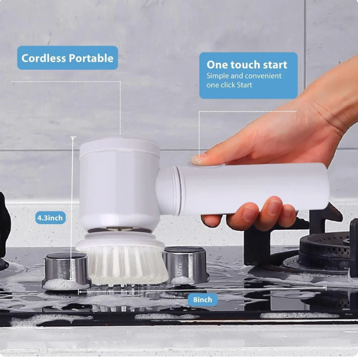 Multi-Functional Electric Cleaning Brush 5 in 1 Magic Power Scrubber with 5 Brush Heads