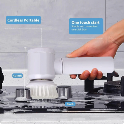 Multi-Functional Electric Cleaning Brush 5 in 1 Magic Power Scrubber with 5 Brush Heads