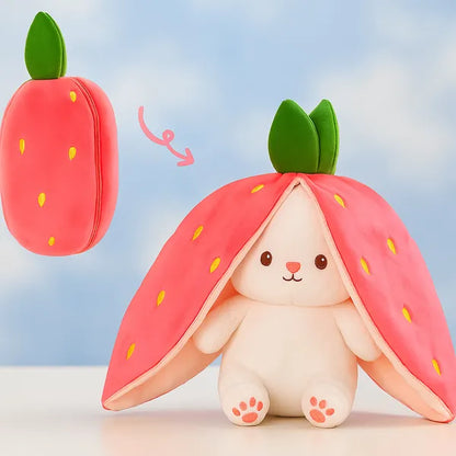 2-in-1 Reversible Bunny Plush – Cute Carrot Pillow with Hidden Easter Bunny (Soft Toy)